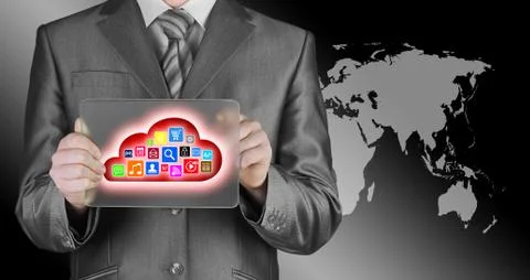 Cloud computing touchscreen interface 스톡 일러스트