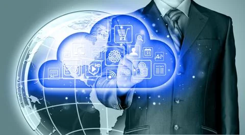 Cloud computing touchscreen interface Illustrazione stock