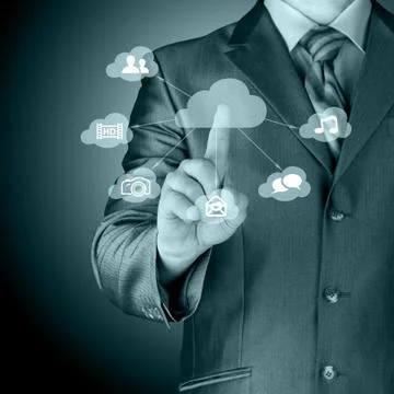 Cloud computing touchscreen interface 스톡 일러스트