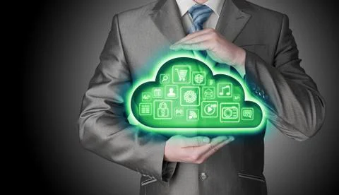 Cloud computing touchscreen interface Illustrazione stock