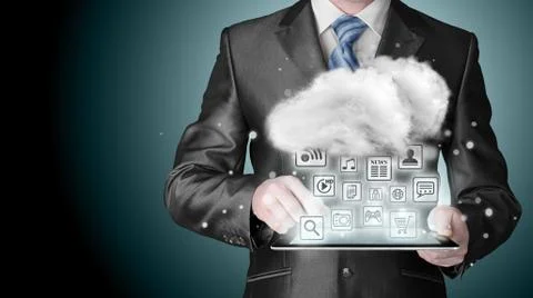 Cloud computing touchscreen interface Illustrazione stock