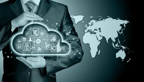 Cloud computing touchscreen interface 库存插图