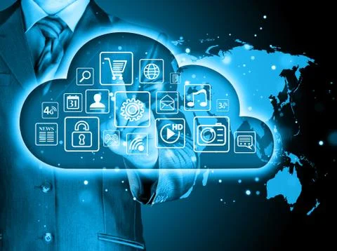 Cloud computing touchscreen interface Stock Illustration