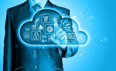Cloud computing touchscreen interface Illustrazione stock