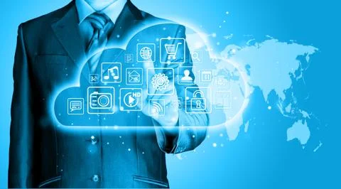 Cloud computing touchscreen interface Illustrazione stock