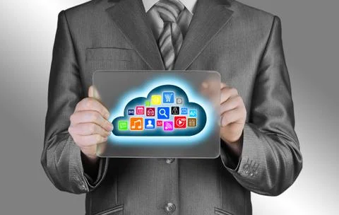 Cloud computing touchscreen interface 스톡 일러스트