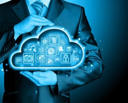 Cloud computing touchscreen interface 스톡 일러스트