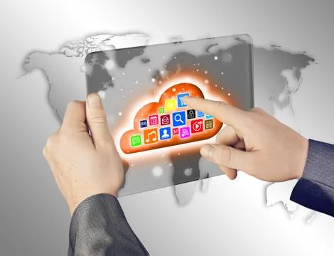 Cloud computing touchscreen interface 스톡 일러스트