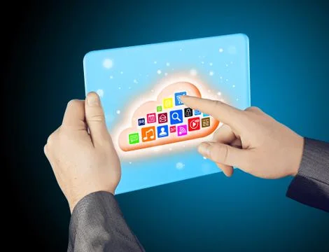 Cloud computing touchscreen interface Иллюстрация
