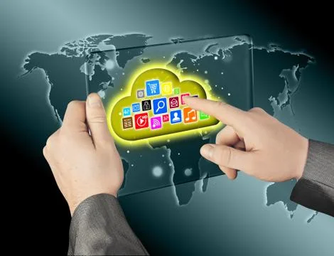 Cloud computing touchscreen interface Stock Illustration