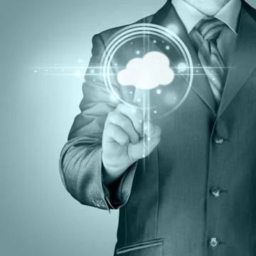 Cloud computing touchscreen interface Illustrazione stock