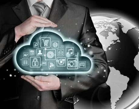 Cloud computing touchscreen interface 스톡 일러스트