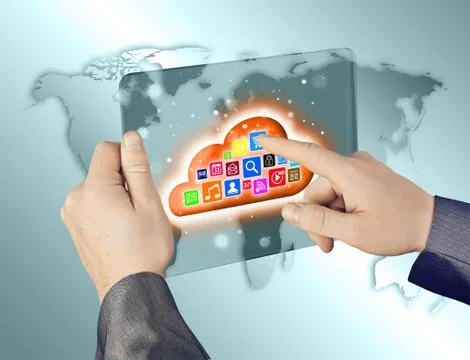 Cloud computing touchscreen interface Stockillustratie