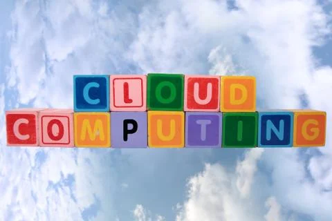 Cloud computing in toy block letters Stock Photos