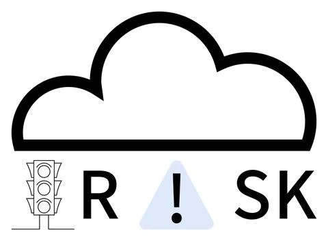 Cloud computing with traffic signal and warning sign highlighting technolog.. イラスト素材