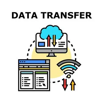 Cloud computing transferring digital data across networks Stockillustratie
