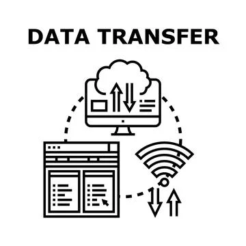 Cloud computing transferring digital data across networks Stock Illustration