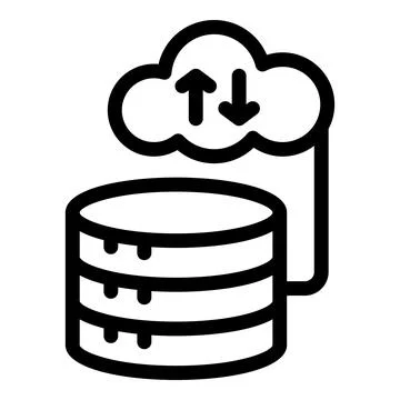 Cloud computing transfers data to server database storage icon Illustrazione stock