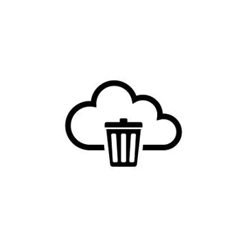 Cloud Computing Trash Bin Flat Vector Icon Illustrazione stock