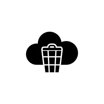 Cloud Computing Trash Bin Flat Vector Icon イラスト素材