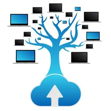 Cloud computing tree Stock Illustration
