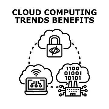 Cloud computing trends and benefits vector illustration イラスト素材