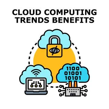 Cloud computing trends and benefits vector illustration Stock Illustration