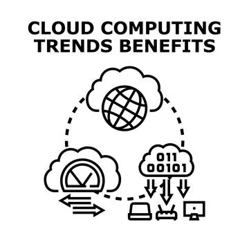 Cloud computing trends benefits global technology data Stock Illustration