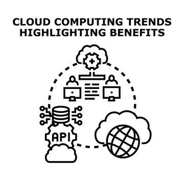 Cloud computing trends highlighting data management and security Stock Illustration