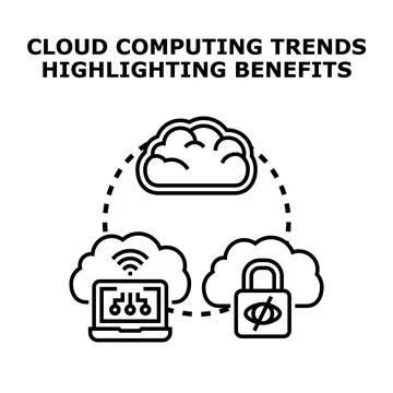 Cloud computing trends highlighting data benefits and security Stock Illustration