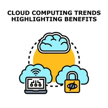 Cloud computing trends highlighting data benefits and security 스톡 일러스트