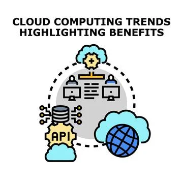Cloud computing trends highlighting data management and security 스톡 일러스트