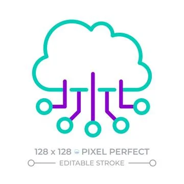Cloud computing two color line icon Illustrazione stock