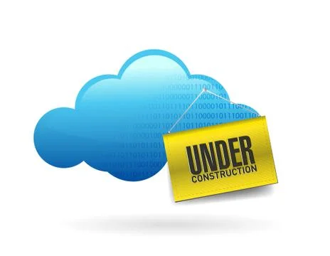 Cloud computing with under construction sign Stock Illustration