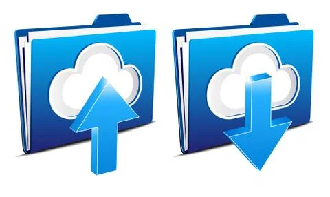 Cloud computing upload and download icons Stock Illustration
