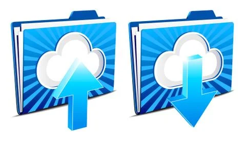 Cloud computing upload and download icons Stock Illustration
