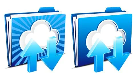 Cloud computing upload and download icons Stock Illustration