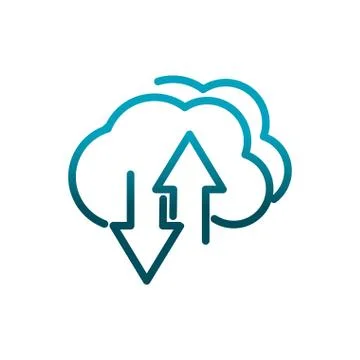 Cloud computing upload and download data feedback communications gradient line 스톡 일러스트
