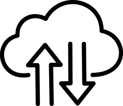 Cloud computing with upload and download arrows Stockillustratie