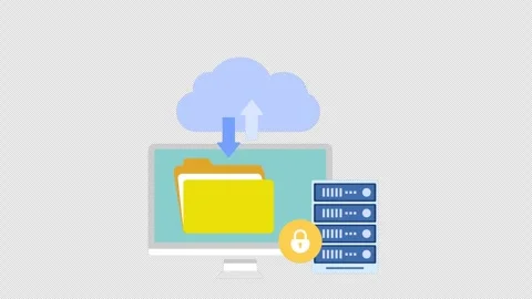 Cloud computing upload data to cloud security, computer laptop smart phone .. Stock Footage 263315349