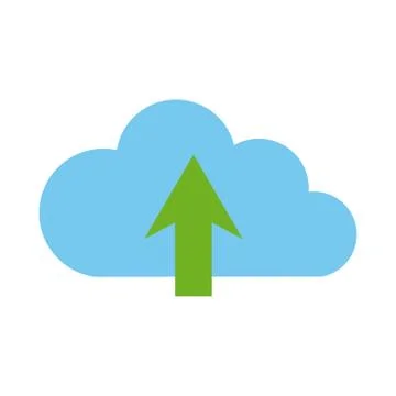 Cloud computing upload data storage isolated flat style icon Illustrazione stock