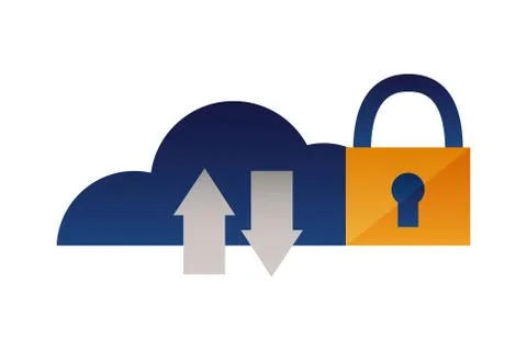 Cloud computing upload download security Illustrazione stock