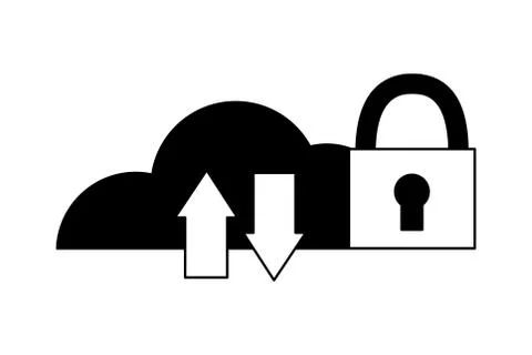 Cloud computing upload download security 库存插图