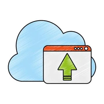 Cloud computing upload scribble 스톡 일러스트