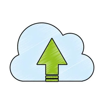 Cloud computing upload scribble 스톡 일러스트