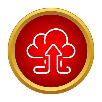 Cloud computing uploading data icon on red button イラスト素材