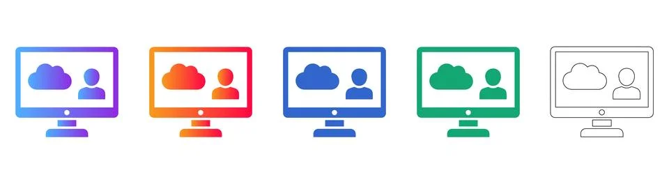Cloud Computing User Access Icons 库存插图