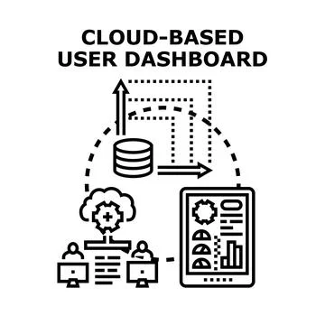 Cloud computing user dashboard for data management Stock Illustration
