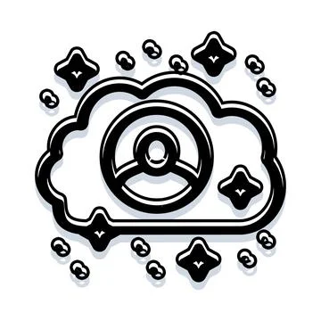 Cloud computing user icon with digital profile 스톡 일러스트