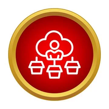 Cloud computing user managing multiple online shopping baskets Stock Illustration
